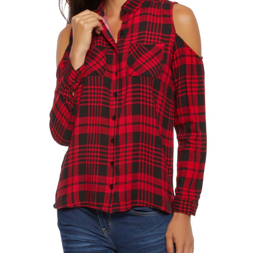 Large Off Shoulder Button Down